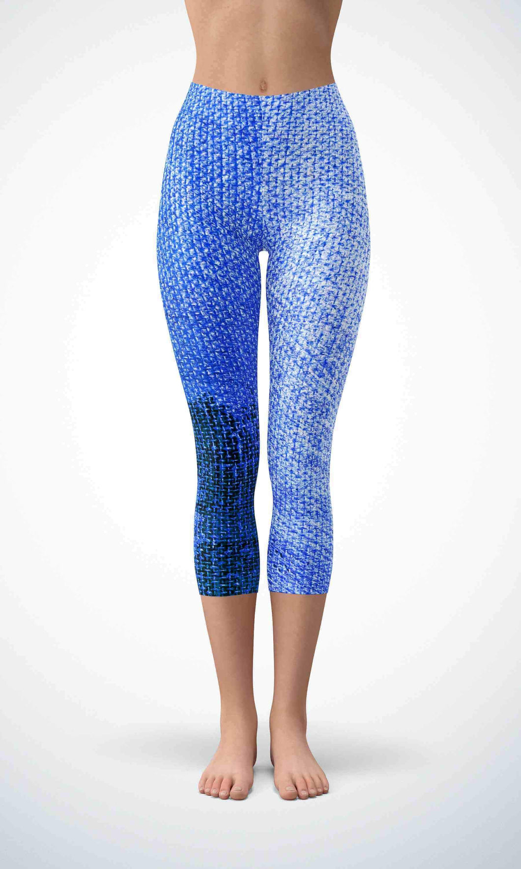 Blue denim skin capri for workout yoga gym jogging - alien wing active