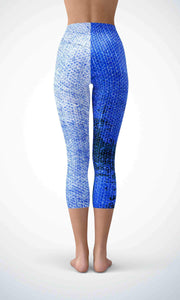 Blue denim skin capri for workout yoga gym jogging - alien wing active