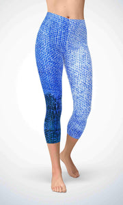 Blue denim skin capri for workout yoga gym jogging - alien wing active