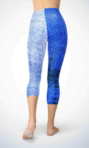 Blue denim skin capri for workout yoga gym jogging - alien wing active