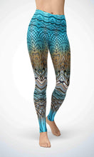 Load image into Gallery viewer, Blue crocodile skin legging for workout yoga gym running - alien wing active