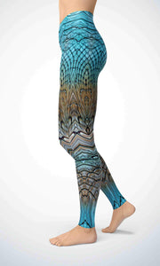 Blue crocodile skin legging for workout yoga gym running - alien wing active