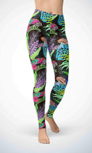 Load image into Gallery viewer, Black jungle  legging for workout yoga gym running - alien wing active