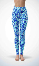 Load image into Gallery viewer, Blue leopard paw legging for workout yoga gym running - alien wing active