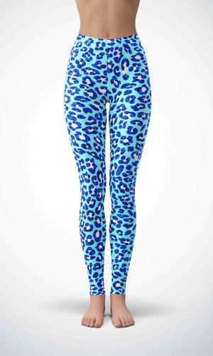 Blue leopard paw legging for workout yoga gym running - alien wing active