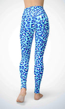 Load image into Gallery viewer, Blue leopard paw legging for workout yoga gym running - alien wing active