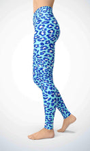 Load image into Gallery viewer, Blue leopard paw legging for workout yoga gym running - alien wing active
