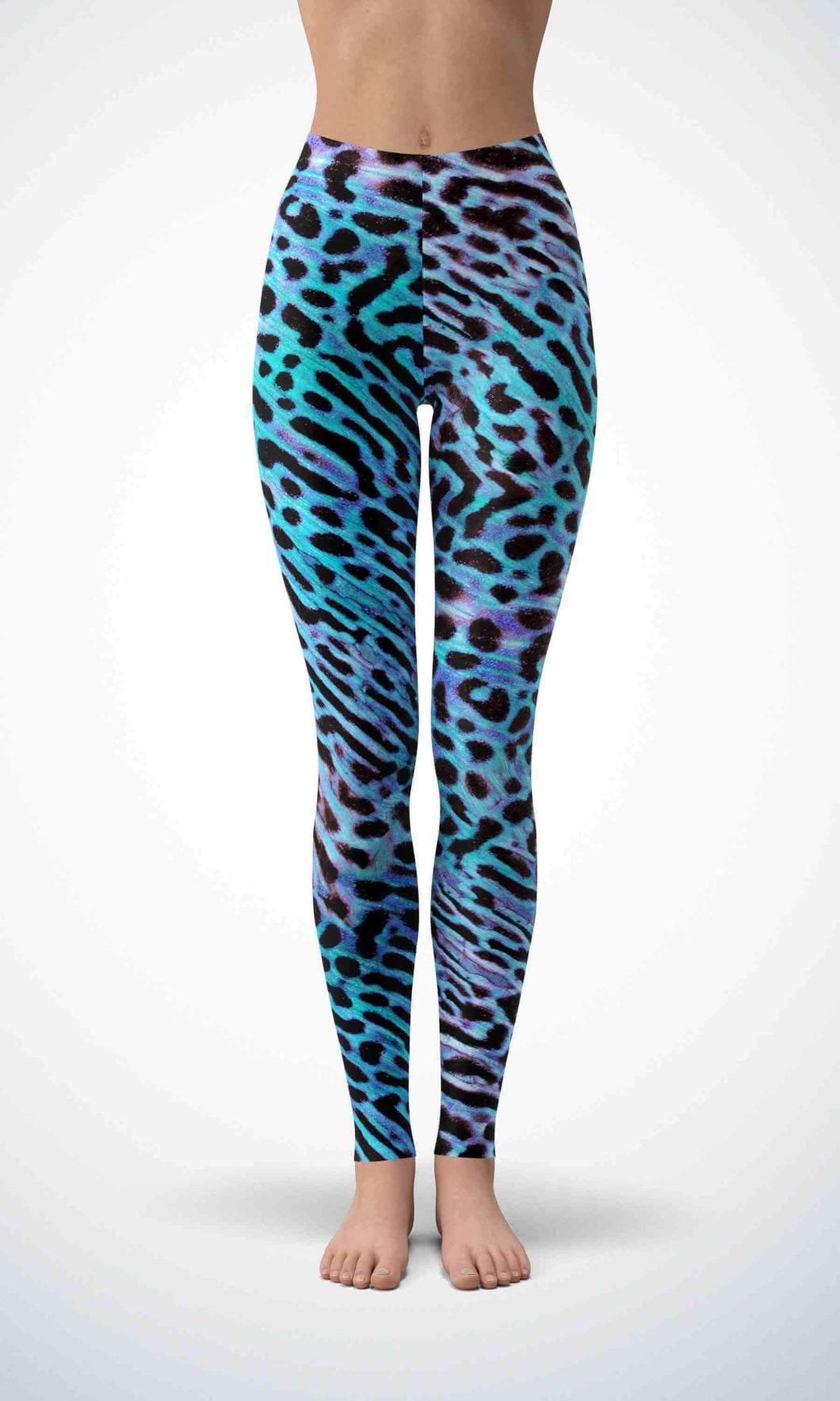 Blue leopard kin legging for workout yoga gym running - alien wing active