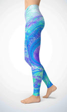 Load image into Gallery viewer, Black galaxy legging for workout yoga gym running - alien wing active