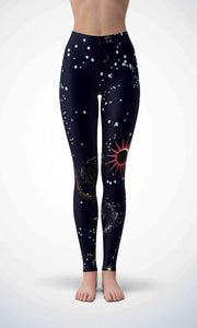 Black wallpaper legging for workout yoga gym running - alien wing active