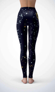 Black wallpaper legging for workout yoga gym running - alien wing active