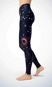 Black wallpaper legging for workout yoga gym running - alien wing active