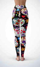 Load image into Gallery viewer, Black skull legging for workout yoga gym running - alien wing active