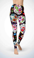 Load image into Gallery viewer, Black skull legging for workout yoga gym running - alien wing active