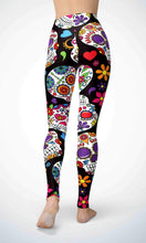 Load image into Gallery viewer, Black skull legging for workout yoga gym running - alien wing active