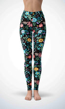 Load image into Gallery viewer, Black flower garden legging for workout yoga gym running - alien wing active