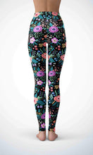 Load image into Gallery viewer, Black flower garden legging for workout yoga gym running - alien wing active