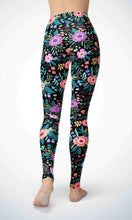 Load image into Gallery viewer, Black flower garden legging for workout yoga gym running - alien wing active