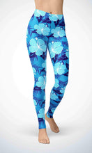 Load image into Gallery viewer, Blue leaf legging for workout yoga gym running - alien wing active