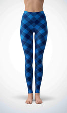 Load image into Gallery viewer, Blue check legging for workout yoga gym running - alien wing active