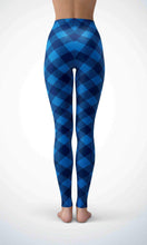 Load image into Gallery viewer, Blue check legging for workout yoga gym running - alien wing active