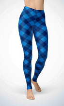 Load image into Gallery viewer, Blue check legging for workout yoga gym running - alien wing active