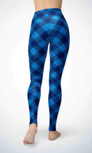 Load image into Gallery viewer, Blue check legging for workout yoga gym running - alien wing active