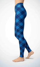 Load image into Gallery viewer, Blue check legging for workout yoga gym running - alien wing active